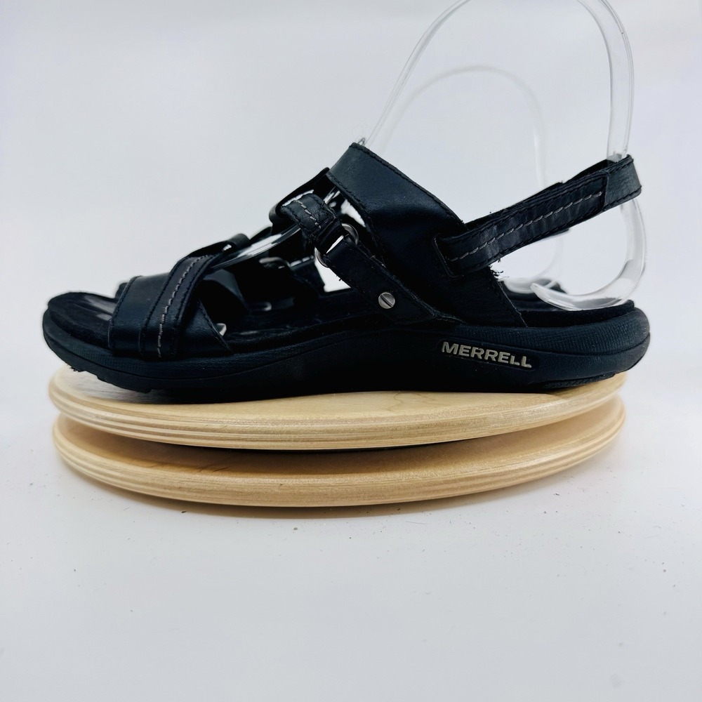 Merrell Bracken Sandals Womens 7 Black Leather Comfort Walking Shoes